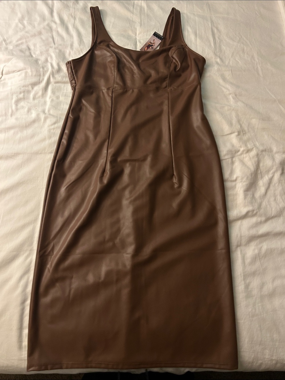 sofia by sofia vergara Faux Leather Midi Dress in Brown